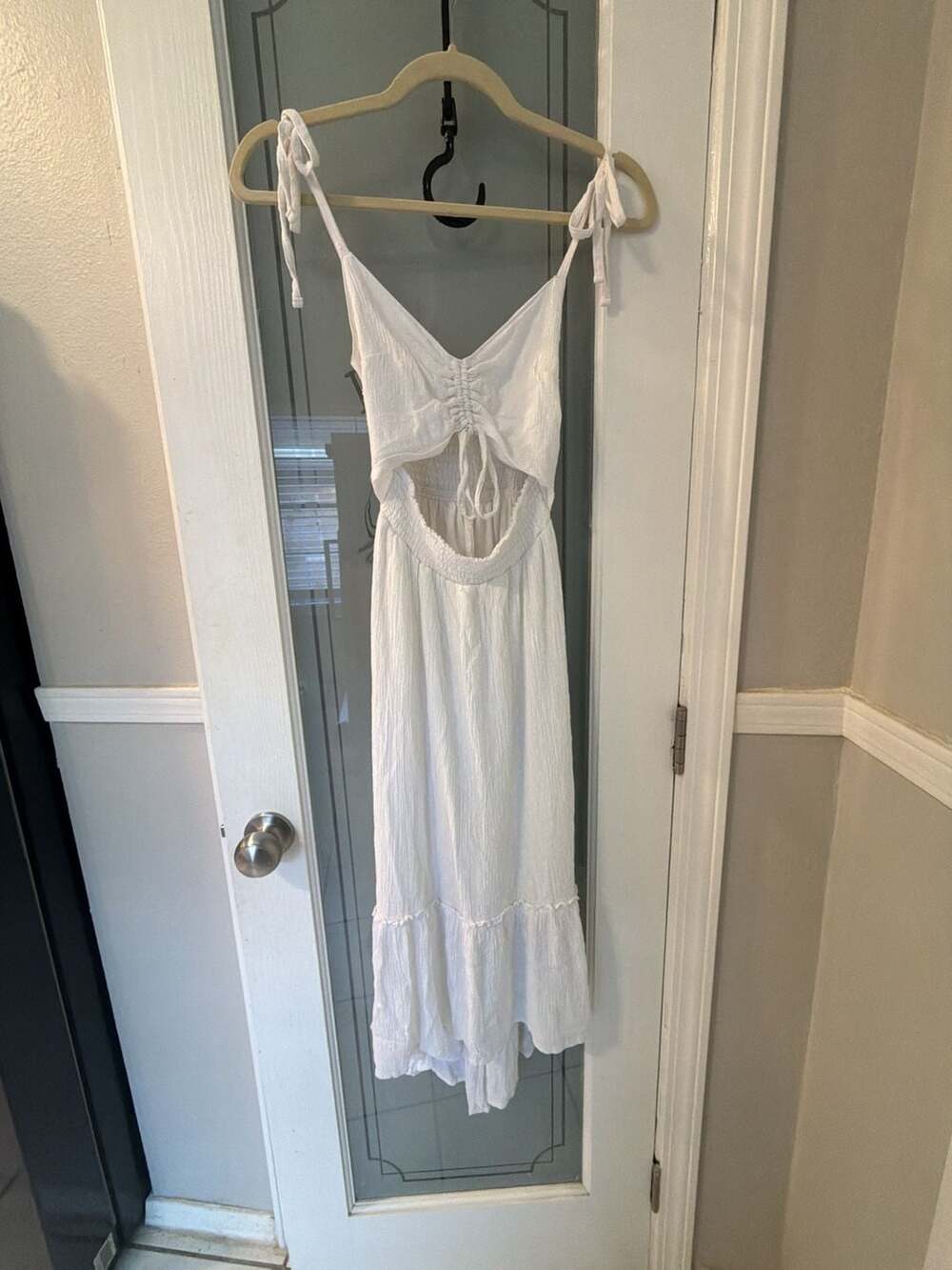 Hollister Cutout Midi Dress Size XS White Swiss Dot Sundress
